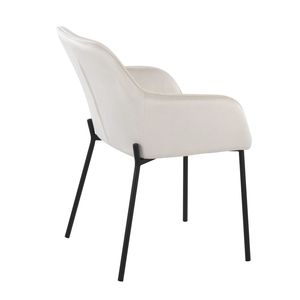 Daniella Set of 2 Contemporary Dining <b>Chairs</b> Black Metal and <b>Cream</b> <b>Velvet</b> Modern Design - Product Image 4