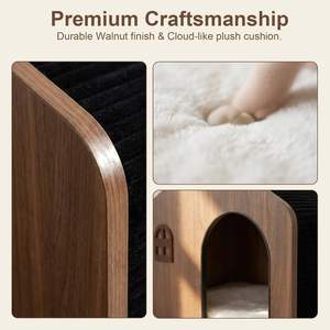Casa de Madera para Gatos de Interior, Grado E0, No Tóxica, con Cojín Lavable, Mueble Ecológico para Mascotas, Decoración Moderna para el Hogar - Product Image 3