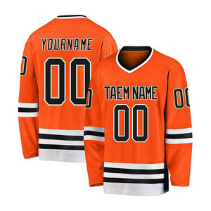 Custom <b>Men's</b> Red Ice Hockey Jersey V-Neck Full Sleeve Heat Transfer Printed Breathable Quick Dry Mesh Polyester Team Name Number - Product Image 4
