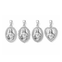 Pendentif Mignon Croix Chrétienne Religieuse pour Enfants, Souvenir d'Église, en Alliage de Zinc 3D Plaqué Or, Tête de Jésus en Zircon, Motif Animal