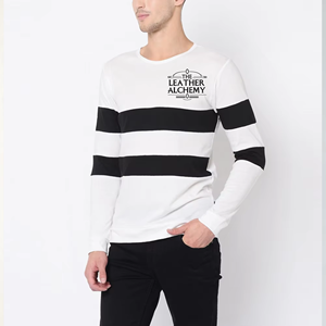 Camiseta de manga larga de algodón para hombre, corte regular, suave y cómoda, ropa informal, tejido ligero y transpirable, cuello redondo, elegante. - Product Image 1