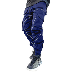 <b>Men's</b> Premium Cargo <b>Jogger</b> Pants with Reflective Piping, Multiple Utility Pockets, Elastic Drawstring Waist & Adjustable Cuffs - Product Image 4