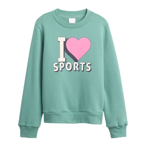 Sweat-shirt à manches longues en tricot uni avec logo pour filles, doublure en polyester recyclé, confortable, col rond - Product Image 2