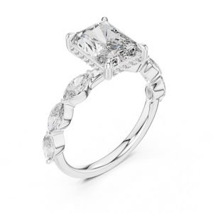 แหวนแต่งงานเพชรทรงกลม มาร์คีส์ และเรเดียนท์ เพชรเลี้ยงในห้องปฏิบัติการ ทองคำ 14K สีเหลือง สำหรับผู้หญิง |   เพชรที่เพิ่งเพาะเลี้ยง - Product Image 2