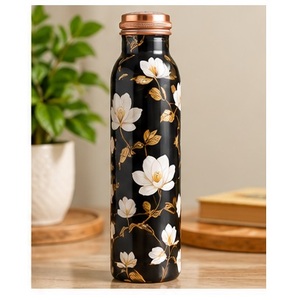 ขวดน้ำทองแดงลายศิลป์พร้อมฝาทองแดงแบบพกพาสำหรับเดินทาง - Product Image 4