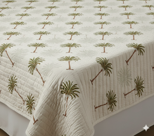 Juego de Edredón Moderno con Estampado de Palmeras y Diseño Bordado, Ropa de Cama de Algodón para Todas las Temporadas, Decoración del Hogar - Product Image 5