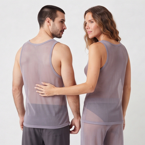 Débardeur en maille transparente 100% polyester pour femmes, sexy, sans manches, débardeurs d'été, séchage rapide, léger, transparent - Product Image 4