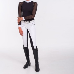 High Quality 4way Stretch Horse Riding Equestrian Shirt Top <b>Base</b> <b>Layer</b> Competition Show Polo Soft Feel Nylon Spandex Technical - Product Image 3