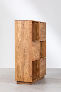 Bibliothèque moderne simple Armoire en bois massif avec trois tiroirs pour la décoration intérieure Bibliothèques Salon Meubles de maison - Product Image 2