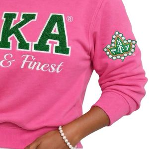 สีชมพู AKA First & Finest เสื้อสเวตเตอร์ยาวระดับเอว คอกลม แขนยาว เสื้อผ้าฟลีซเนื้อนุ่ม ผู้หญิง แฟชั่นลำลอง ชมรมนักศึกษา - Product Image 3