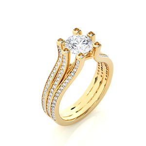 แหวนหมั้นเพชรโมอิสซาไนต์สามเม็ดสีโรสโกลด์ AMBER JEWELS เงินแท้ 925 ชุบโรเดียม รับรองโดย IGI ทรงบริลเลียนต์ แบบหนามเตย - Product Image 2