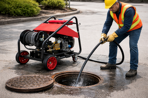 Machine de nettoyage de canalisations à moteur essence 27HP 150Bar 2175PSI 50L/min pour le nettoyage de puits d'inspection et de canalisations d'égout de 600 mm - Product Image 6