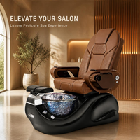 Fauteuil de massage pour pédicure avec bain de pieds à jets bulles, rouleaux de pétrissage 3D, inclinaison électrique 105-135 degrés pour salon de manucure