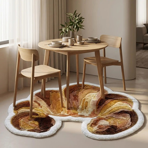 Alfombra de Lana Premium Hecha a Mano con Diseño Geométrico Antideslizante, Color Marrón y Beige, Moderna, Suave y Decorativa para Cocina o Dormitorio - Product Image 6