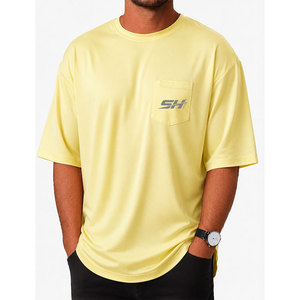 Camiseta Deportiva Extra Grande para Hombre, a la Moda, de Color Sólido, Teñida, Resistente a la Decoloración, con Etiqueta Privada Personalizada - Product Image 2