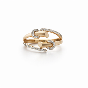 18K Solid Gold Diamond Open Wrap <b>Ring</b> Modern Nail Inspired Design Pave Set <b>Statement</b> <b>Ring</b> for Women Elegant Party Finish Gift - Product Image 1