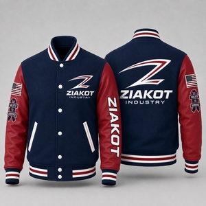 Veste universitaire bleu marine pour homme ZIAKOT INDUSTRY avec logo doré, boutons sur le devant, style preppy, coupe régulière, coupe-vent, pour l'automne - Product Image 5