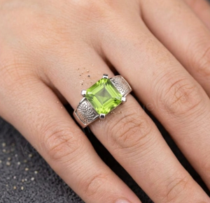 Anillo Cristiano para Hombre, Hecho a Mano, con Peridoto y Cuarzo en Plata de Ley 925, Engaste Cuadrado de 10mm, Diseño Floral, Superventas - Product Image 4