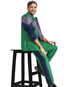 ชุดแจ็คเก็ตซิป 2 ชิ้น และกางเกงขายาวเอวยางยืด ผ้าไนลอน 100% สกรีนโลโก้ได้ ชุดวอร์มกันลมทรงโอเวอร์ไซส์สำหรับผู้ชาย - Product Image 4