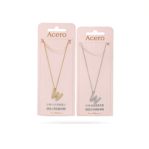 Collana in Acciaio Inossidabile con Ciondolo a Forma di Lettera W e Diamante, Placcata in Oro, Minimalista, Unisex, per Uso Quotidiano - Product Image 2
