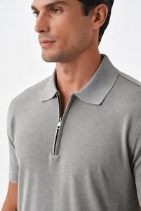 Lot en gros de polos personnalisés pour hommes, fermeture éclair, manches courtes, matière de haute qualité, coupe douce et confortable, style business décontracté - Product Image 4
