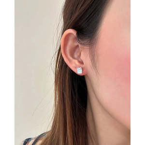 RB Gems Princess Cut Lab Grown Diamond Rhodium Plated Luxury <b>Stud</b> Earrings <b>Silver</b> Claw Setting Solitaire Unisex Wedding - Product Image 3