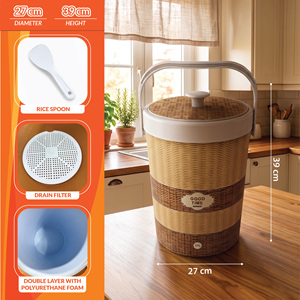 Seau à riz en plastique brun de qualité alimentaire Nandos Premium 17L, surface durable anti-rayures, double couche thermique, écologique - Product Image 3