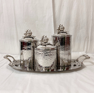 High End Gold Hammered Stainless Steel Jar Set Clip-on Lids Tray Decorative <b>Storage</b> Containers <b>Kitchen</b> Home Decor Accent - Product Image 5
