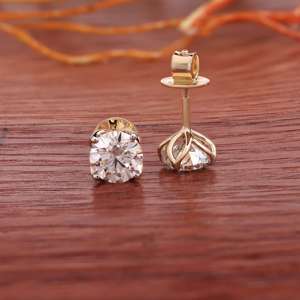 Pendientes de Diamantes Cultivados en Laboratorio, Corte Brillante Redondo, 3.09 CT, Chapados en Oro de 14K, Certificados por IGI, Pendientes Solitarios de Lujo para Mujer - Product Image 4
