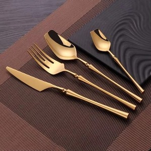 Fashionista Gold Flatware Set <b>With</b> Clear <b>Crystal</b> Handles High <b>Mirror</b> Polish Dishwasher Safe Wedding Dinnerware Glam Style - Product Image 5