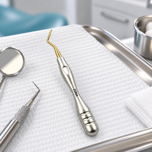 Gold Plasma Coated Curved Root Elevator Angled Tip Titanium <b>Nitride</b> Stainless Steel Tooth Extraction Instrument CE Certified - Product Image 6