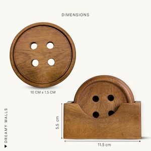 Hand Crafted Natural Acacia Wood <b>Coaster</b> Set With Holder Rustic <b>Drink</b> <b>Coasters</b> Table Decor Drinkware - Product Image 2