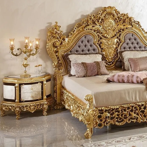 Juego de Dormitorio King Size de Lujo Real, Tallado a Mano en Madera de Caoba, Diseño Europeo Antiguo, con Armario, para Hotel y Uso Doméstico - Product Image 2