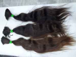 Tenemos cabello humano 100% virgen sin procesar, todas las cutículas están alineadas, se puede decolorar a cualquier color y textura, cabello a granel. - Product Image 5