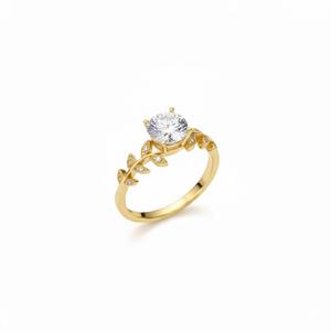 Bague de Fiançailles en Argent Sterling 925 avec Diamant de Laboratoire Rond en Or 10K, Motif Feuille de Vigne Naturelle, Bague Branche de Laurier, Vente en Gros - Product Image 6