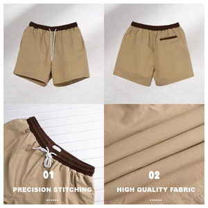 Nouveaux shorts pour hommes en coton 100% personnalisables, à la mode, en gros, avec contraste de couleurs et élastique - Product Image 5