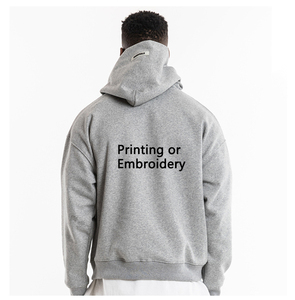 Sweat à capuche unisexe personnalisé en polyester/coton épais, noir, hiver, uni, prêt à expédier, coupe oversize, 2 pièces - Product Image 6