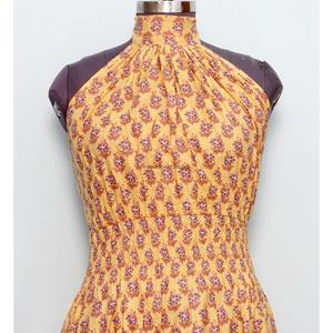 เดรสทรงเอพิมพ์ลายดอกไม้สไตล์โบฮีเมียนทันสมัยสวยงาม คอทรงโอ ความยาวระดับเข่า ผ้าฝ้าย พิมพ์ลายบล็อก สำหรับงานปาร์ตี้ฤดูร้อน ฤดูใบไม้ผลิ ฤดูร้อน - Product Image 3