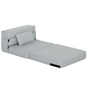 Moderna Sedia Letto Pieghevole in Lino Grigio Chiaro con Cuscino per Soggiorno e Dormitorio, Divano Letto per Ospiti - Product Image 1