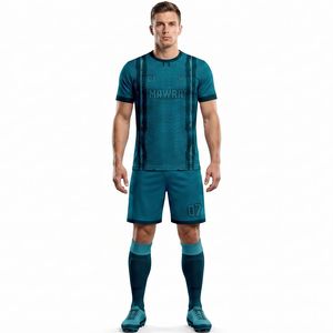 Ensemble de maillot de football pour hommes Mawra, de haute qualité, sublimé, respirant, coupe athlétique, manches courtes, pour adultes - Product Image 1