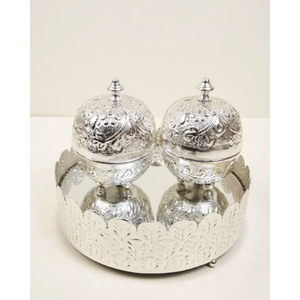 Plat de service unique en métal pour dattes, noix et fruits secs, organisateur de table pour la maison et le Ramadan, bols porte-dattes - Product Image 3