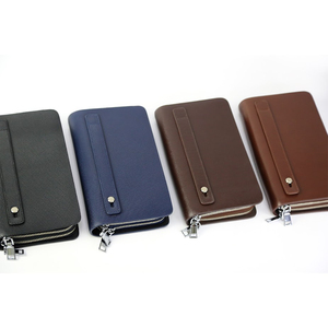 Portefeuille minimaliste en microfibre noire avec fermeture à double fermeture éclair pour un usage quotidien - Product Image 4