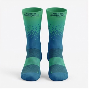 North Approach Crew <b>Socks</b> Blue Green Dot Pattern <b>Breathable</b> Running <b>Socks</b> for Adults Summer Season - Product Image 1