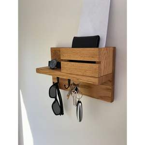 Organizador de Llaves de Madera Hecho a Mano, Ecológico y Duradero, para el Hogar, para Correo y Llaves - Product Image 1