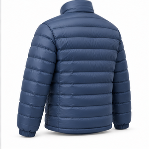 High Quality Men's Lightweight <b>Packable</b> Puffer <b>Jacket</b> Blue Water Resistant Thermal Quilted Stand Collar Outerwear Winter Coat - Product Image 6