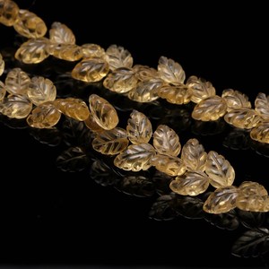 Cuentas de citrino natural talladas en forma de hoja de 10-11 mm, cuentas de piedras preciosas de citrino talladas a mano en forma de hoja, cuentas sueltas para la fabricación de joyería. - Product Image 2