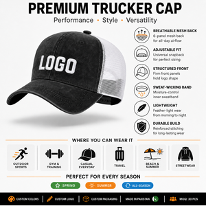 OEM Manufacturer Custom Custom Embroidered Logo Unstructured Trucker <b>Cap</b> Breathable Mesh Back Polyester Front Panel Outdoor - Product Image 5