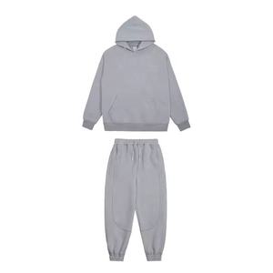 Conjunto de chándal unisex de forro polar de Algodón 100% con logotipo personalizado, ropa informal de manga larga para hombre, chándales de verano de talla grande - Product Image 2