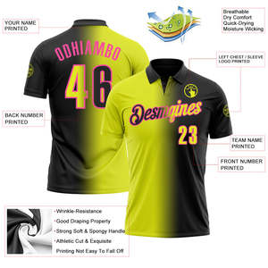 Camiseta Polo Deportiva Lista para Exportación, Amarilla y Negra, Personalizable con Nombre y Número del Jugador, Poliéster de Alto Rendimiento, Proveedor de Ropa Deportiva OEM ODM - Product Image 3