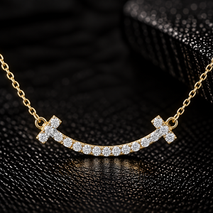 Pendentif en diamant de laboratoire taille ronde, collier barre incurvée en or massif 14K 18K, 0,40 CT DEF VVS, bijoux fins de fiançailles, vente en gros ODM - Product Image 1